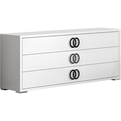 Luxuria Dresser & Mirror Set in High Gloss White & Black